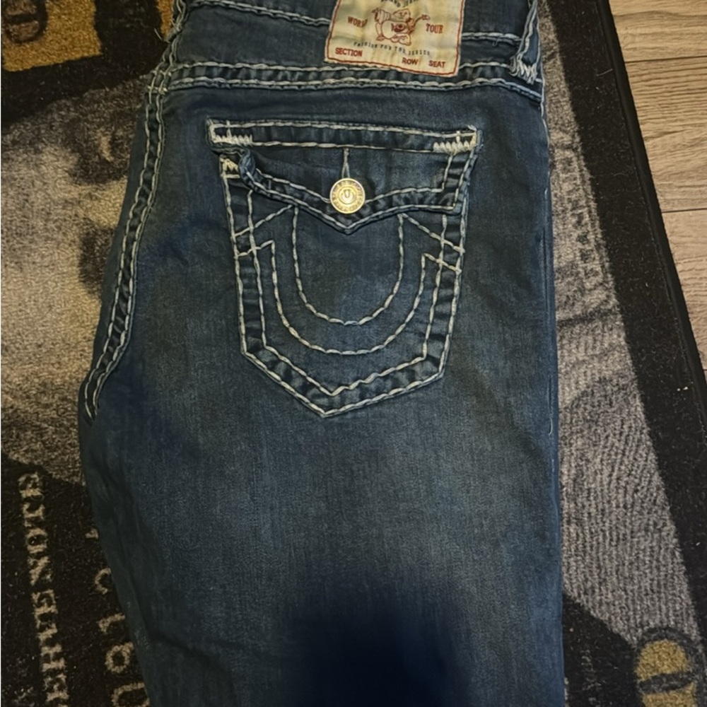 True Religion Dark Blue Denim with Contrast Stitching